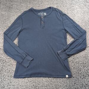 Grayers Shirt Men Medium Blue Henley Chore Workwear Skateboarding Casual Tee